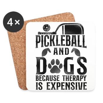 Pickleball Pickleball And Dogs - Untersetzer (4er-Set) - Weiß - Vorne