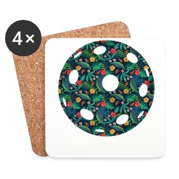 Fleur de pickleball florale - Dessous de verre (lot de 4) - blanc - Devant