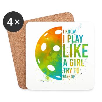 Pickleball Girl Ladies Watercolor - Untersetzer (4er-Set) - Weiß - Vorne