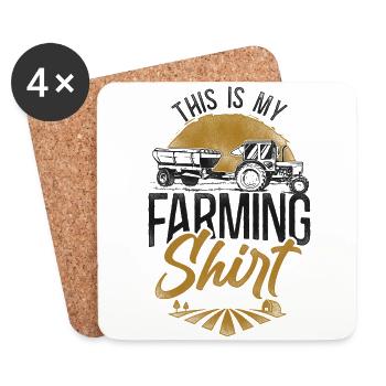 Farming Farmer Tracteur Vintage - Dessous de verre (lot de 4) - blanc - Devant