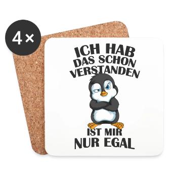 Hab das schon verstanden ist mir nur egal Pinguin - Untersetzer (4er-Set) - Weiß - Vorne