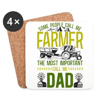 Farming Farmer Dad Father Tractor - Coasters (set of 4) - white - Front