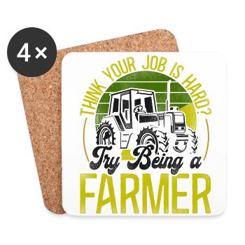Farming Farmer Tractor Vintage - Untersetzer (4er-Set) - Weiß - Vorne