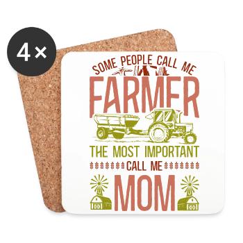Farming Farmer Mom Mother Tractor - Coasters (set of 4) - white - Front