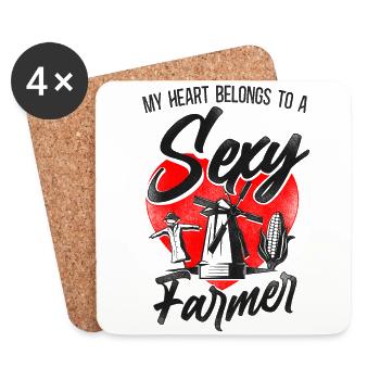 Farming Farmer Girl Wife - Coasters (set of 4) - white - Front