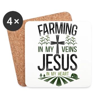 Agriculteur Agriculteur Foi Chrétienne - Dessous de verre (lot de 4) - blanc - Devant