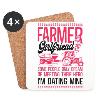 Farming Farmer Girl Tractor Farmer - Coasters (set of 4) - white - Front