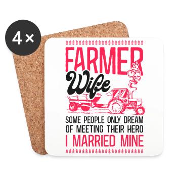 Farming Farmer Wife Tractor Farmer - Coasters (set of 4) - white - Front