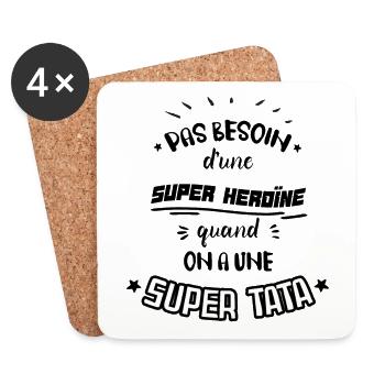 "Super Tata" Idée Cadeau Pour Tata - Dessous de verre (lot de 4) - blanc - Devant
