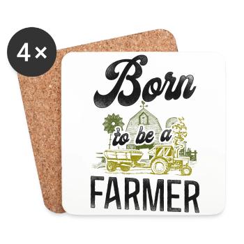 Farming Farmer Tractor Vintage - Coasters (set of 4) - white - Front