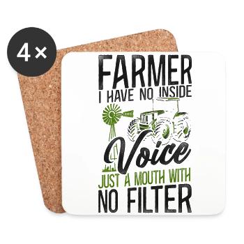 Farming Farmer Tracteur Vintage - Dessous de verre (lot de 4) - blanc - Devant