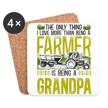 Agriculteur Agriculteur Grand-père Tracteur - Dessous de verre (lot de 4) - blanc - Devant