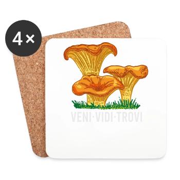 Outfit for mushroom pickers with mountains porcini mushroom mushroom - Coasters (set of 4) - white - Front