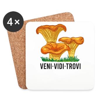 Outfit for mushroom pickers with mountains porcini mushroom mushroom - Coasters (set of 4) - white - Front