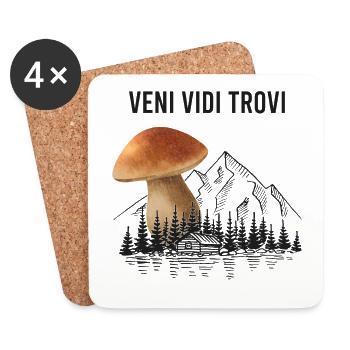 Outfit for mushroom pickers with mountains porcini mushroom mushroom - Coasters (set of 4) - white - Front