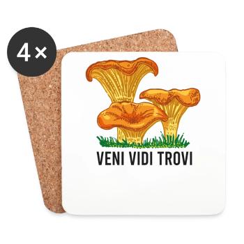 Outfit for mushroom pickers with mountains porcini mushroom mushroom - Coasters (set of 4) - white - Front
