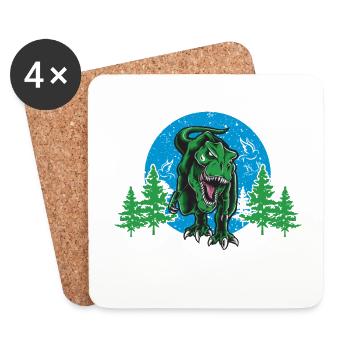 This boy loves dinosaurs Kids Boy Boy Dino - Coasters (set of 4) - white - Front