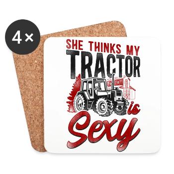 Farming Farmer Tractor Tractor - Untersetzer (4er-Set) - Weiß - Vorne