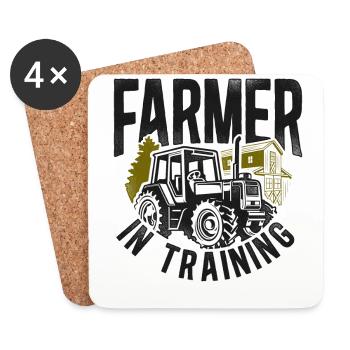 Farming Farmer Tracteur Vintage - Dessous de verre (lot de 4) - blanc - Devant