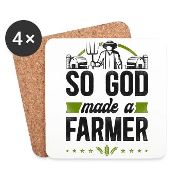Farming Farmer Vintage So God Made - Untersetzer (4er-Set) - Weiß - Vorne