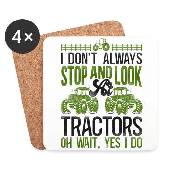 Farming Farmer Tractor Vintage I - Coasters (set of 4) - white - Front