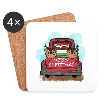 Weihnachten Santa Claus Merry Christmas - Coasters (set of 4) - white - Front