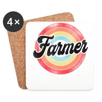 Agriculteur Rétro Vintage - Dessous de verre (lot de 4) - blanc - Devant