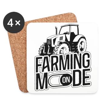 Farming Farmer Tracteur Vintage - Dessous de verre (lot de 4) - blanc - Devant
