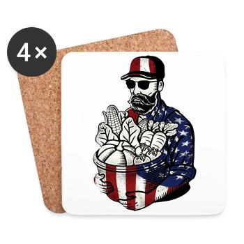 Farming Farmer American Flag Us - Untersetzer (4er-Set) - Weiß - Vorne