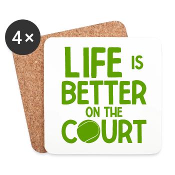 Tennisplatz Spruch Für Tennis - Untersetzer (4er-Set) - Weiß - Vorne