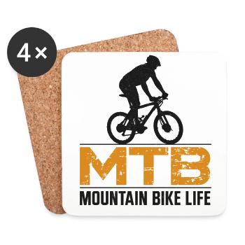 Enduro MTB Mountain Bike Riding - Coasters (set of 4) - white - Front