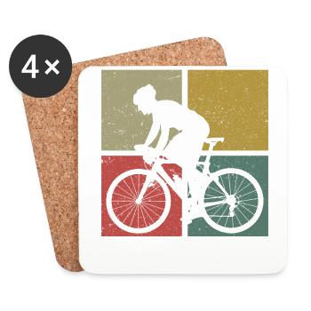 Funny Road Bike Riding Cycling - Coasters (set of 4) - white - Front