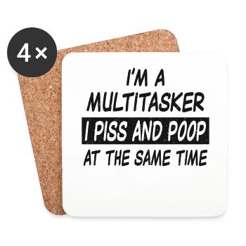 Multitasker piss and poop - Untersetzer (4er-Set) - Weiß - Vorne