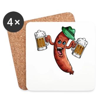 Feiertag Biertrinken Biergarten Würstchen Roster - Untersetzer (4er-Set) - Weiß - Vorne