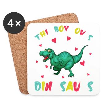 Dino Dinosaur T-Rex Boy Young Gift - Coasters (set of 4) - white - Front
