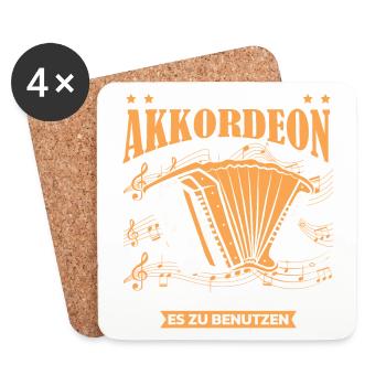 Ziehharmonika Musiker Schlager Akkordeon - Untersetzer (4er-Set) - Weiß - Vorne