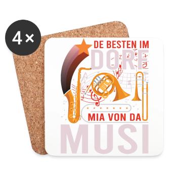 Trompete Flügelhorn Waldhorn Tenorhorn Posaune - Untersetzer (4er-Set) - Weiß - Vorne
