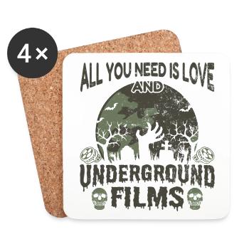 Film underground, Cinéma indépendant, Horreur - Dessous de verre (lot de 4) - blanc - Devant