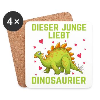 Dino Dinosaurier T-Rex Boy Junge Geschenk - Untersetzer (4er-Set) - Weiß - Vorne