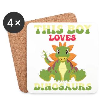 Dino Dinosaur T-Rex Boy Young Gift - Coasters (set of 4) - white - Front