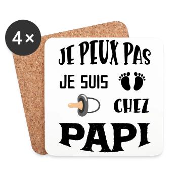Bébé Trop Occupé Chez Papi - Dessous de verre (lot de 4) - blanc - Devant