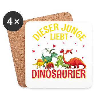 Dino Dinosaurier T-Rex Boy Junge Geschenk - Untersetzer (4er-Set) - Weiß - Vorne