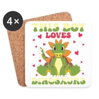 Dino Dinosaur T-Rex Boy Young Gift - Coasters (set of 4) - white - Front