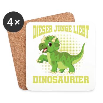 Dino Dinosaurier T-Rex Boy Junge Geschenk - Untersetzer (4er-Set) - Weiß - Vorne