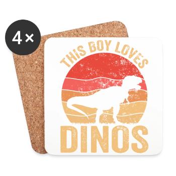 Dino Dinosaur T-Rex Boy Young Gift - Coasters (set of 4) - white - Front