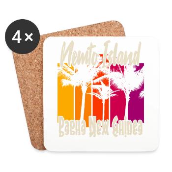 Coucher de soleil vintage sur l’île de Nemto - Dessous de verre (lot de 4) - blanc - Devant