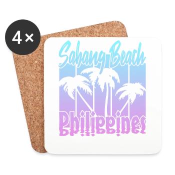 Vintage Sabang Beach Philippines - Untersetzer (4er-Set) - Weiß - Vorne