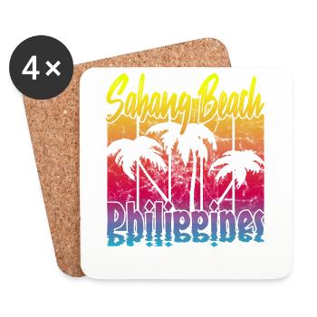 Vintage Sabang Beach Philippines - Untersetzer (4er-Set) - Weiß - Vorne
