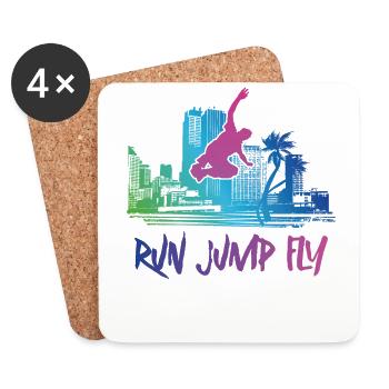 Parkour Free Running Traceur 80s - Untersetzer (4er-Set) - Weiß - Vorne