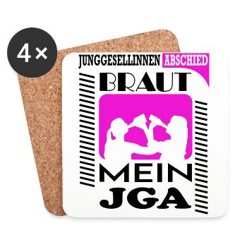 Junggesellinnenabschied Frauen Trinken Saufen - Untersetzer (4er-Set) - Weiß - Vorne